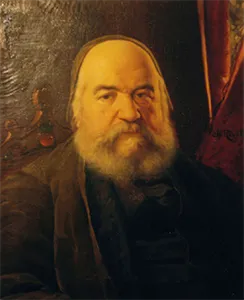 A late 19th-century portrait of Éliphas Lévi sitting in a dark frame with long white facial hair.
