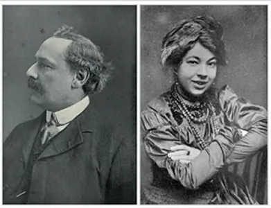 Historical portraits of Arthur Edward Waite and Pamela Colman Smith side-by-side.