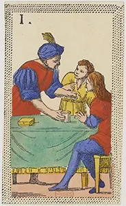 Historical Minchiate di Firenze card 01 depicting Papa Uno, Pope One
