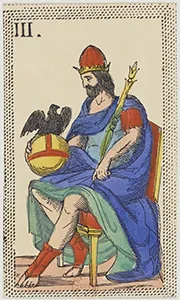 Historical Minchiate di Firenze card 03 depicting Papa Tre, the Emperor