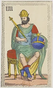 Historical Minchiate di Firenze card 04 depicting Papa Quattro, the Pope