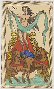 Historical Minchiate di Firenze card 10 depicting Il Carro, The Chariot