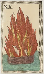 Historical Minchiate di Firenze card 20 depicting Il Fuoco, Fire
