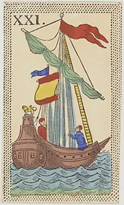 Historical Minchiate di Firenze card 21 depicting L'Acqua, Water