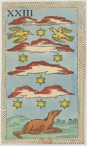 Historical Minchiate di Firenze card 23 depicting L'Aria, Air