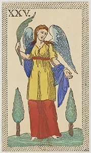 Historical Minchiate di Firenze card 25 depicting La Vergine, Virgo