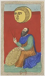 Historical Minchiate di Firenze card 37 depicting La Luna, The Moon