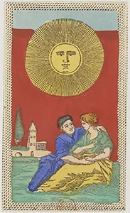 Historical Minchiate di Firenze card 38 depicting Il Sole, The Sun