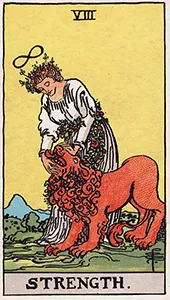 Rider-Waite-Smith Major Arcana card 08: Strength