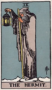 Rider-Waite-Smith Major Arcana card 09: The Hermit