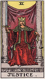 Rider-Waite-Smith Major Arcana card 11: Justice