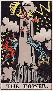 Rider-Waite-Smith Major Arcana card 16: The Tower