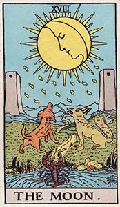Rider-Waite-Smith Major Arcana card 18: The Moon