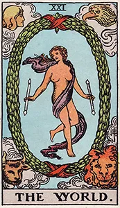 Rider-Waite-Smith Major Arcana card 21: The World