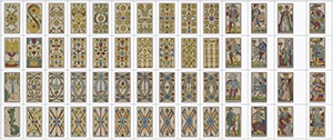 Structural details of the traditional Tarot de Besançon deck layout.