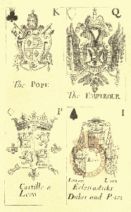 Diagram showcasing the transcontinental evolution of latin suit icons to modern French card faces.