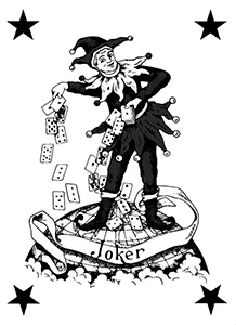 Vintage British illustration of a Joker card from the late 19th century.