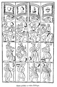 16th-century Polish playing cards showcasing the three-tier male court structure.